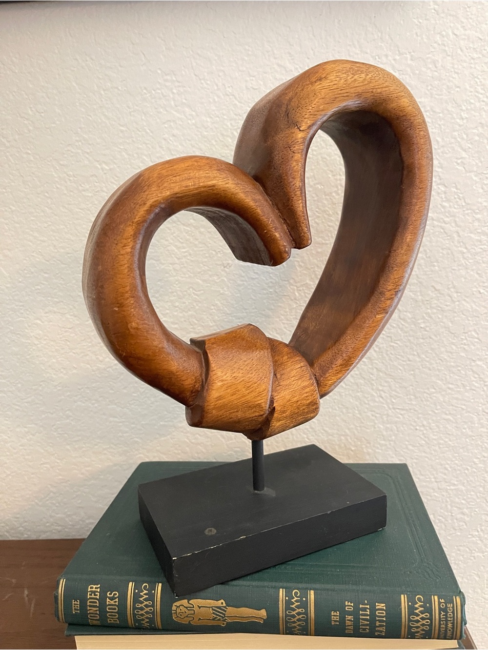 Wooden Hand Carved Abstract Sculpture Statue Heart Gift Home Decor - Picture 4 of 10